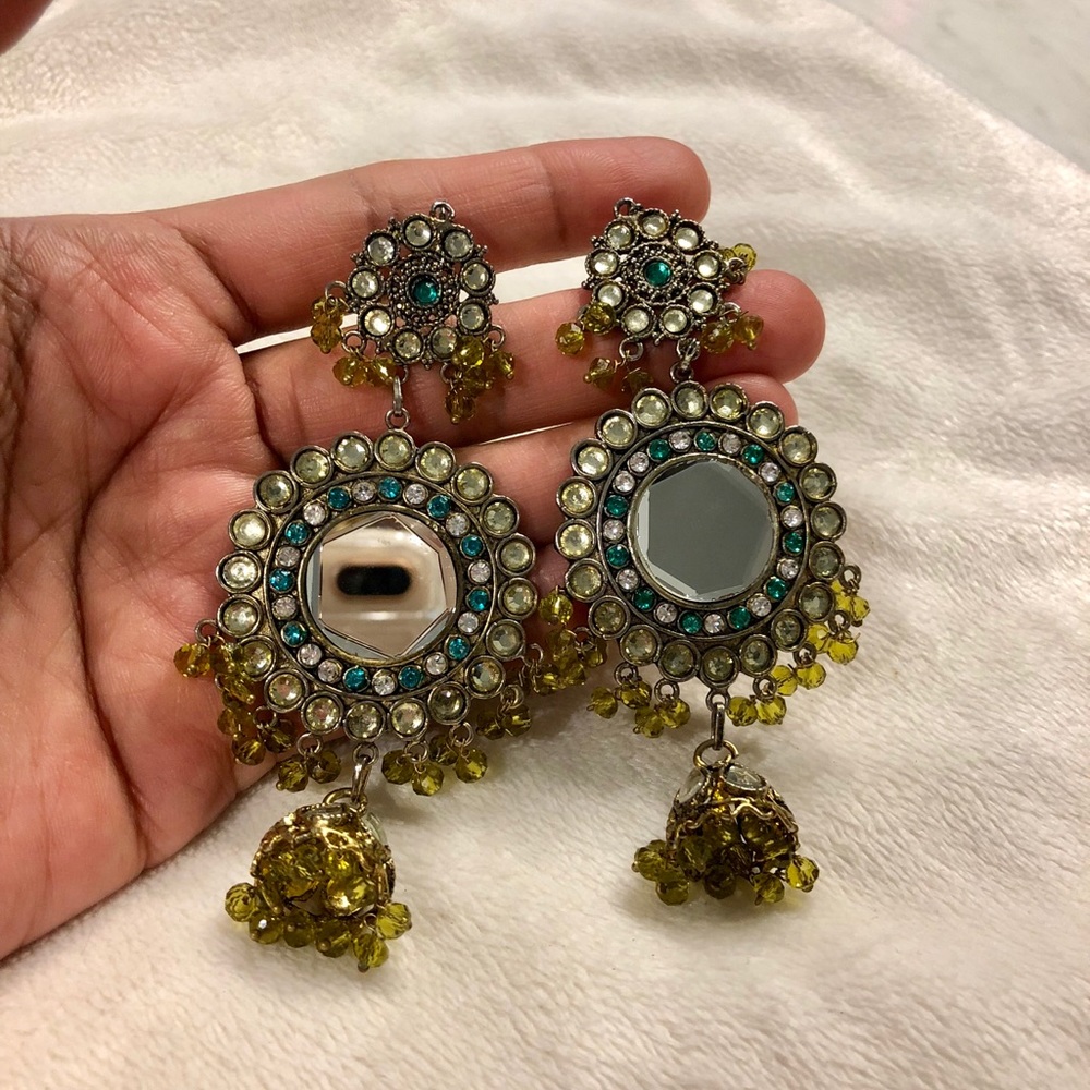 Indian Mirrored Jhumki Earring